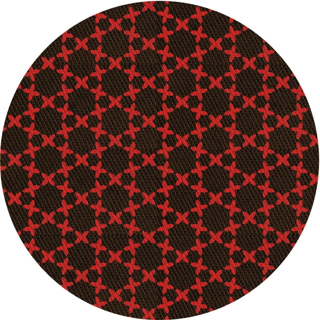 Ahgly Company Tapis d'Intérieur Ronds de Style Transitionnel Lavables à la Machine, Gris Minuit, 8 Pieds Rond