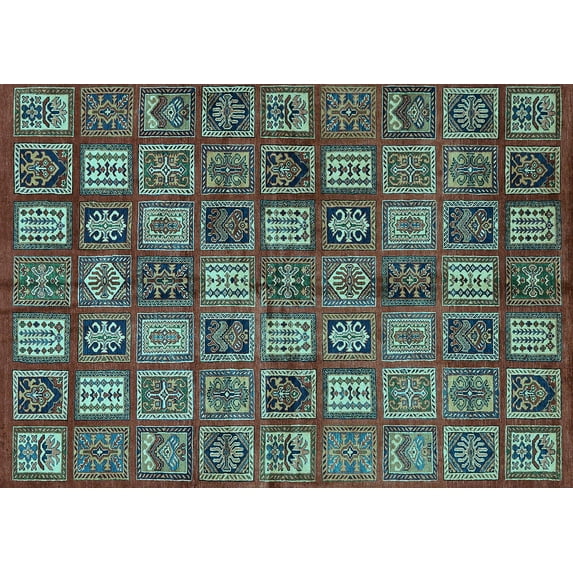 Ahgly Company Indoor Rectangle Southwestern Light Blue Country Area Rugs, 4' x 6'