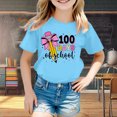 thumbnail image 2 of Toddler Shirt Girls 5t Crew Neck Graphic Print Girls' Tees Short Sleeve Children's Fashion Vacation Tops T-Shirts Toddler To Big Kid 12-13 Years（Light Blue）, 2 of 4