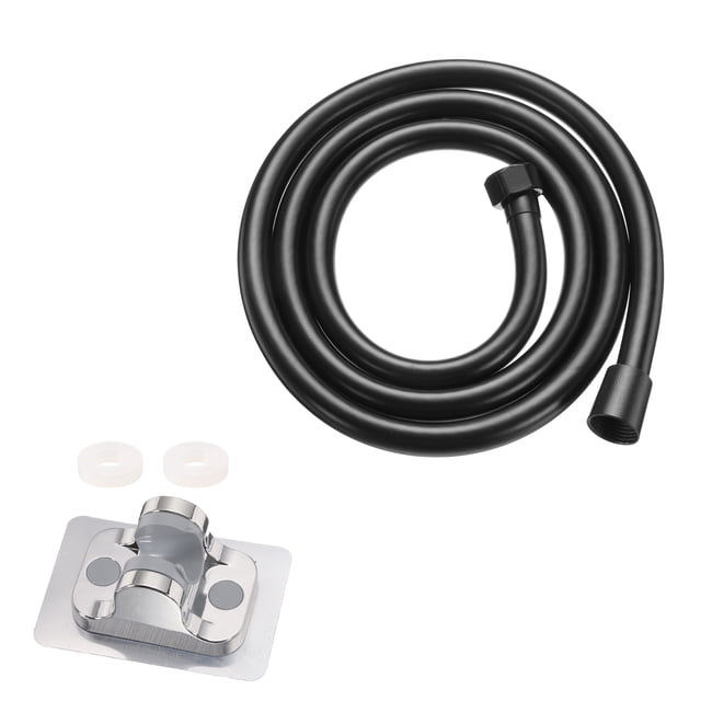 Manguera de ducha, manguera de ducha de 59" para reemplazo con soporte para cabezal de ducha para baño y limpieza de mascotas (negro)