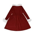 thumbnail image 4 of Posijego Girls Party Dresses Christmas Party Fleece Trim Long Sleeve Bow Front Flowy A-Line Dress for Girls, 4 of 5