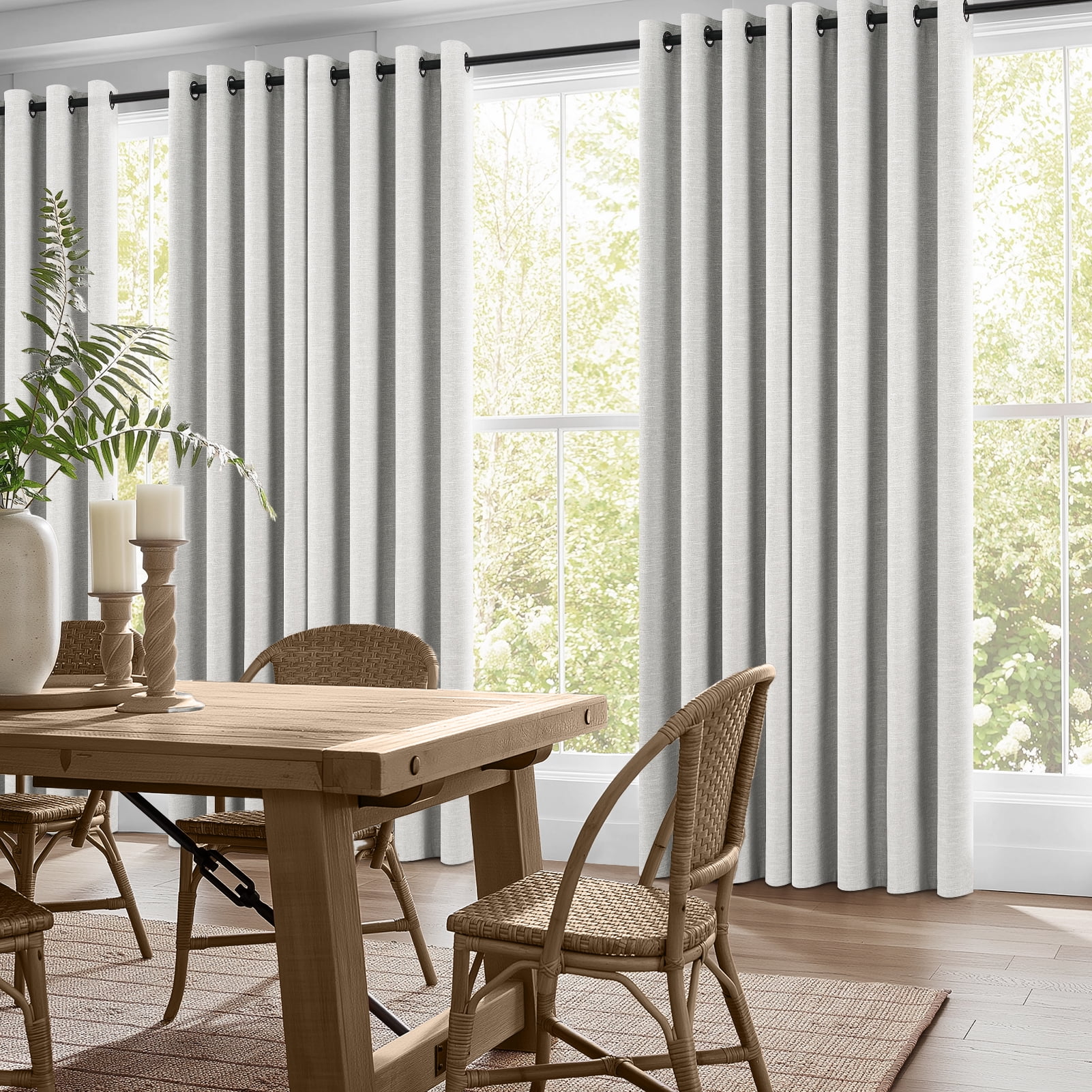 Top Finel Grommet Top Blackout Curtains, Grey Beige, 52" x 90", 2 Panels