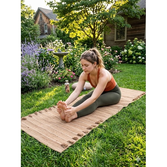 Organic Cotton Yoga Mat – Handwoven, Anti-Slip Exercise & Meditation Mat 2x6 Ft Travel-Friendly