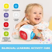 Learning Toys for 1 2 3 Boys Girls, Bilingual Montessori Educational Toy for Toddler 1-3, 6 in 1 Baby Activity Cube 6+ Months