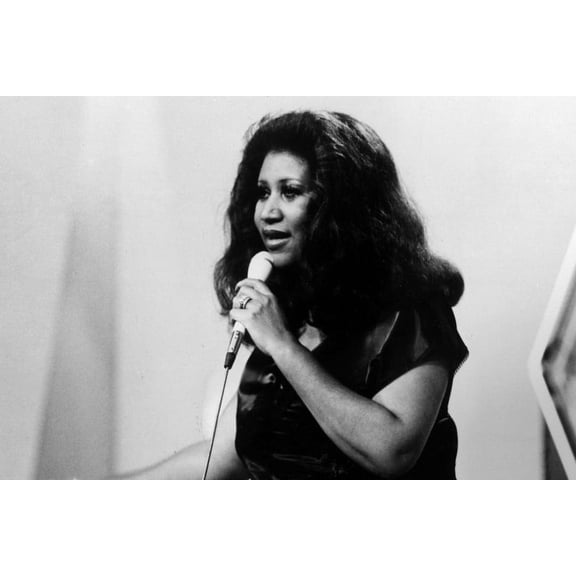 Aretha Franklin singing b/w 1960's 24x36 Poster