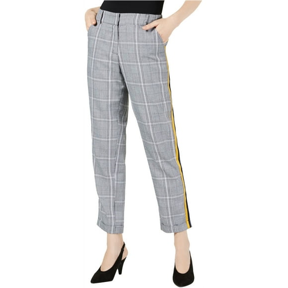 Project 28 Womens Mensware Plaid Casual Pantalones, Negro, Grande