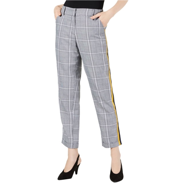 Project 28 Womens Mensware Plaid Casual Pantalones, Negro, Small