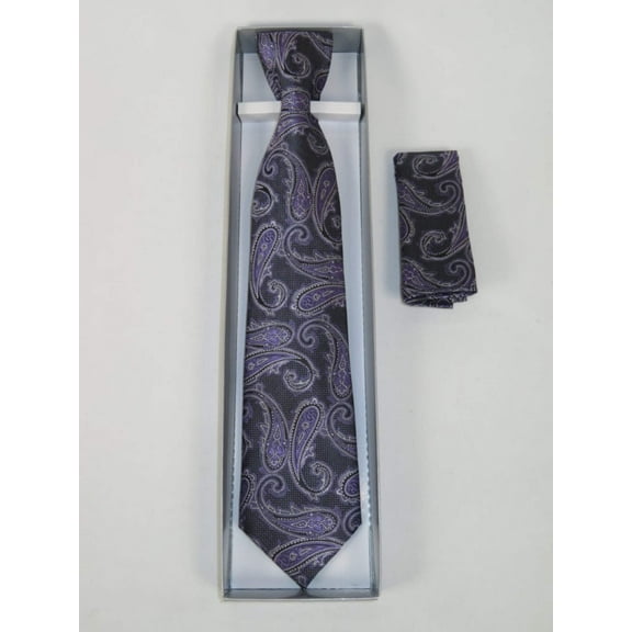 Men's Vito Rofolo Italy Tie Hankie Boxed 100% Silk VR-33 Purple Paisley