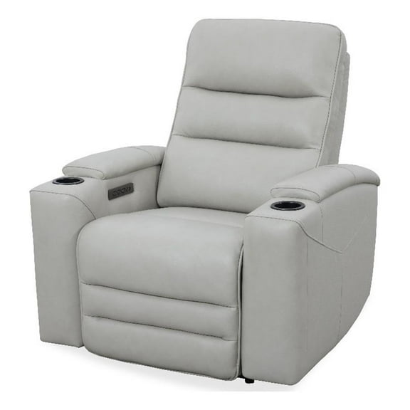 Pemberly Row Contemporary Leather Stone Power Zero Gravity Recliner