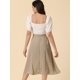 thumbnail image 4 of Falda midi de una línea con estampado floral para mujer Faldas vintage de gasa de verano Caqui S, 4 of 6