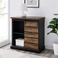 thumbnail image 2 of Modern Farmhouse Sliding Slat-Door Accent Cabinet in Black/Rustic Oak, 2 of 5