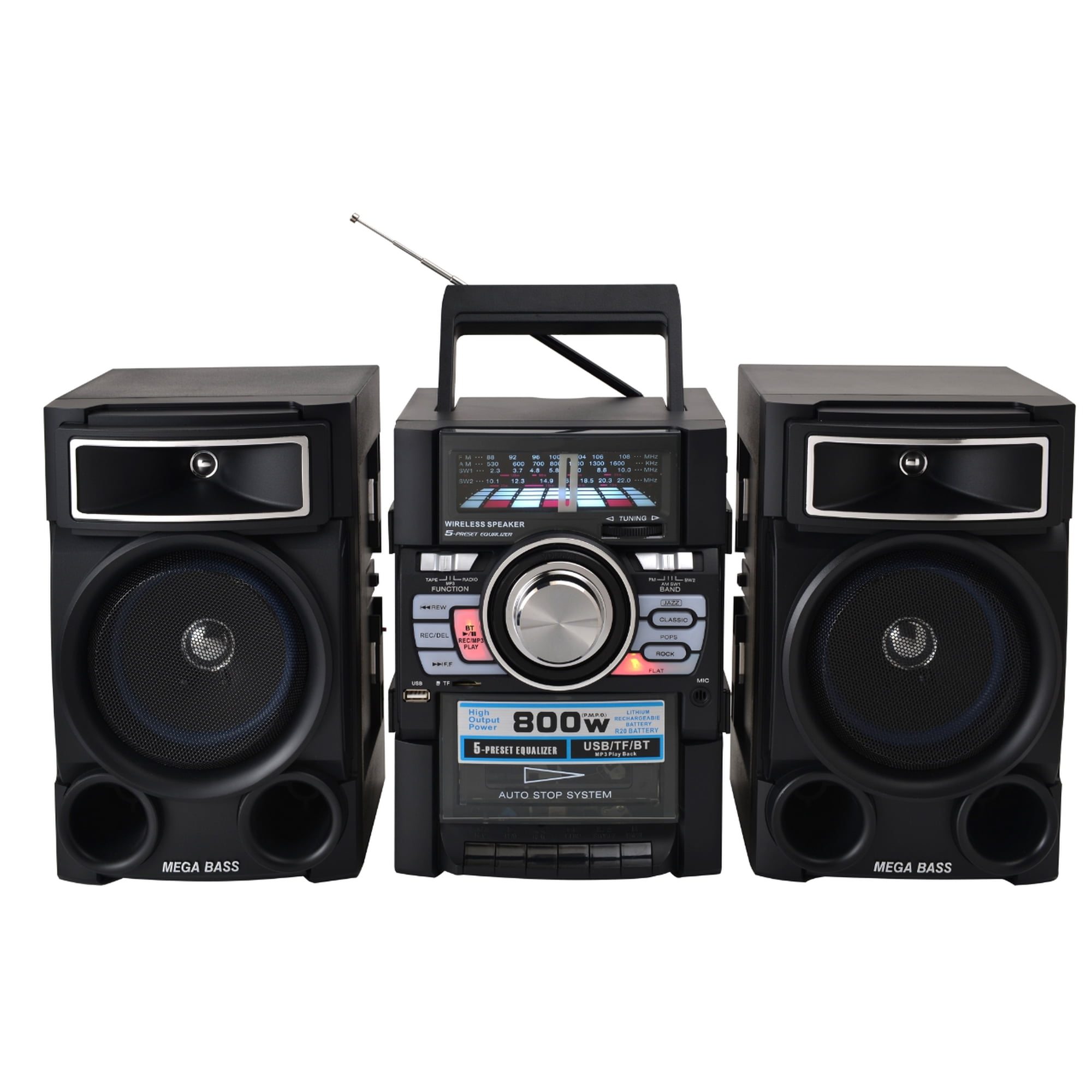 Audiobox RXC-2400R ProDeck Cassette Player with AM/FM/SW1-2 Multi-Band Radio and Bluetooth, USB, Remote Control