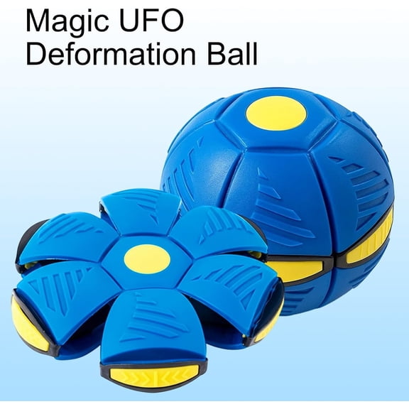 Blue dual-mode magic flying disc and bouncy ball, made of soft rubber, perfect for outdoor play and parent-child interaction, suitable for children aged 3-7.
