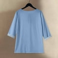 thumbnail image 4 of Breezora Women's 3/4 Sleeve Button Front Blouse Relaxed Fit Casual Tops for Work Office and Weekend Outings Comfortable Style XXXL Size Sky Blue, 4 of 4