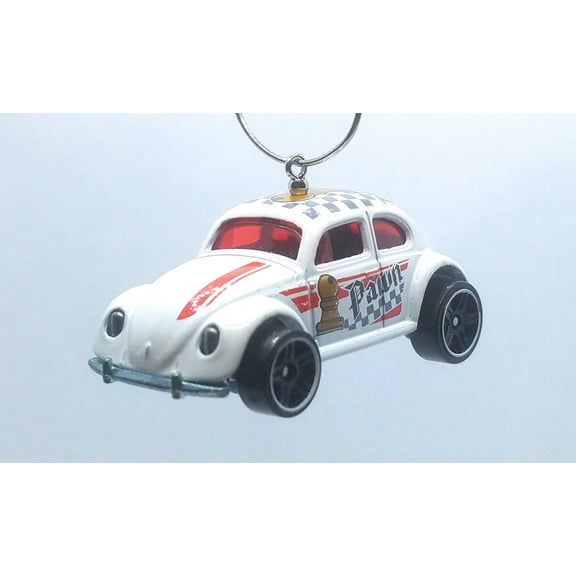 Christmas Ornament for Volkswagen Beetle White/Chess Pawn Decal