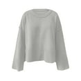 thumbnail image 4 of BLVB Womens Sweaters Crewneck Long Sleeve Side Slit Casual Pullover Comfy Sweater Loose Knitted Fall Trendy Tops, 4 of 4