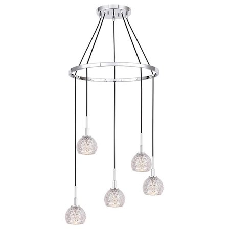 Woodbridge Lighting Elise 5-Light Mercury Glass & Steel Chandelier in Chrome