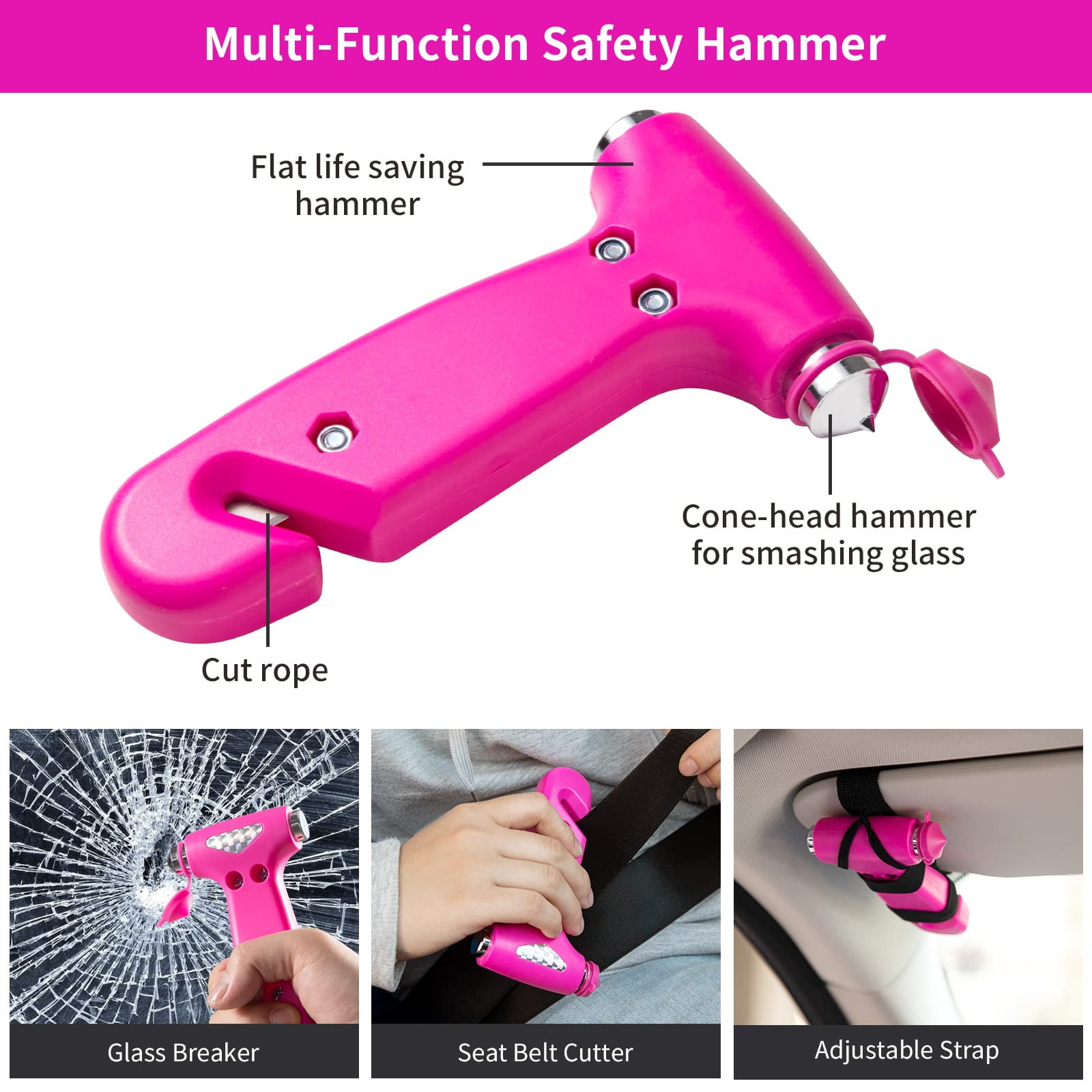 vioview Roadside Emergency Car Kit, Pink Car Emergency Kit with Jumper Cables (10 Foot), Auto Vehicle Safety Road Side Assistance Kits for Teen Girls and Women's Gifts