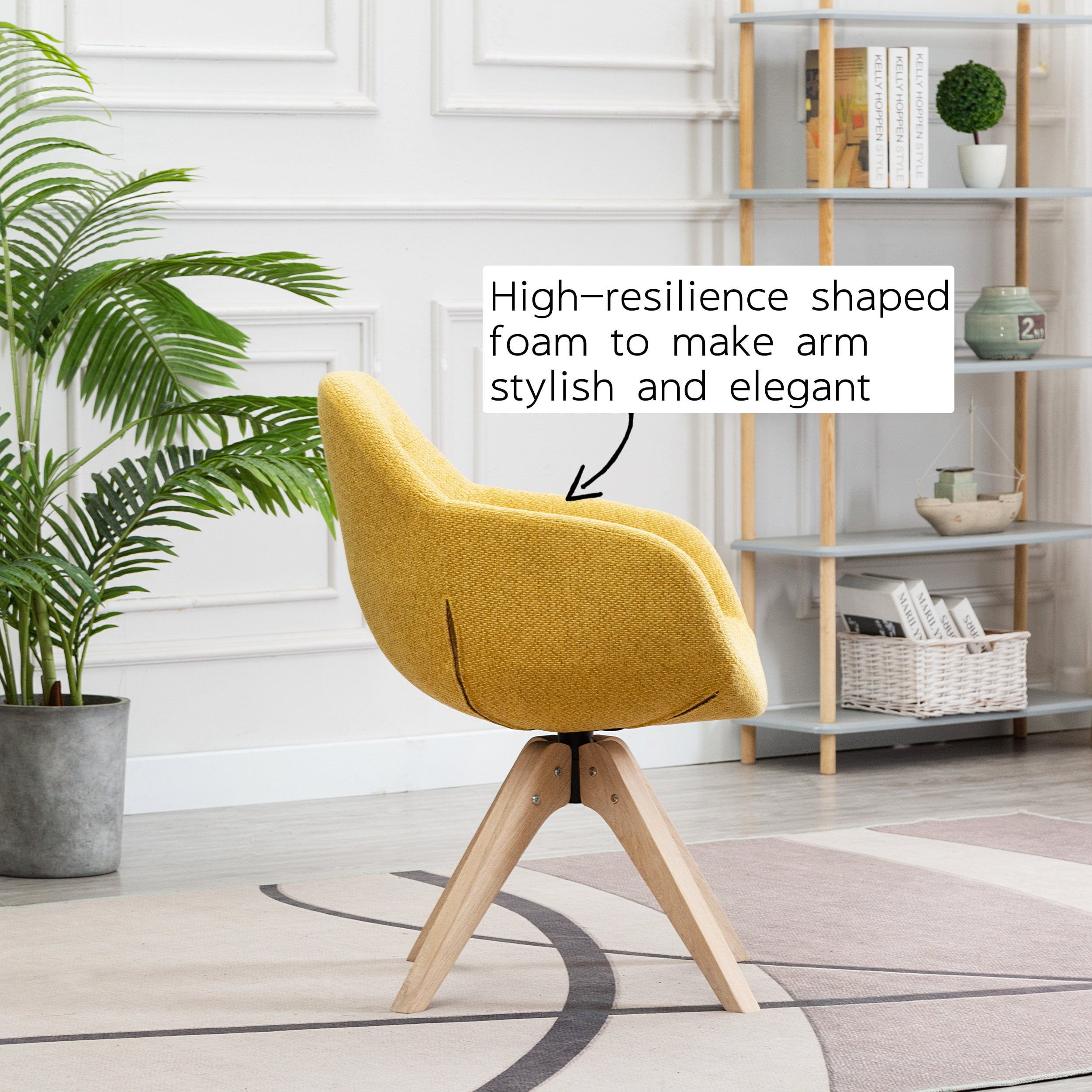 KINWELL Swivel Armchair Contemporary Fabric Accent Chair Dining