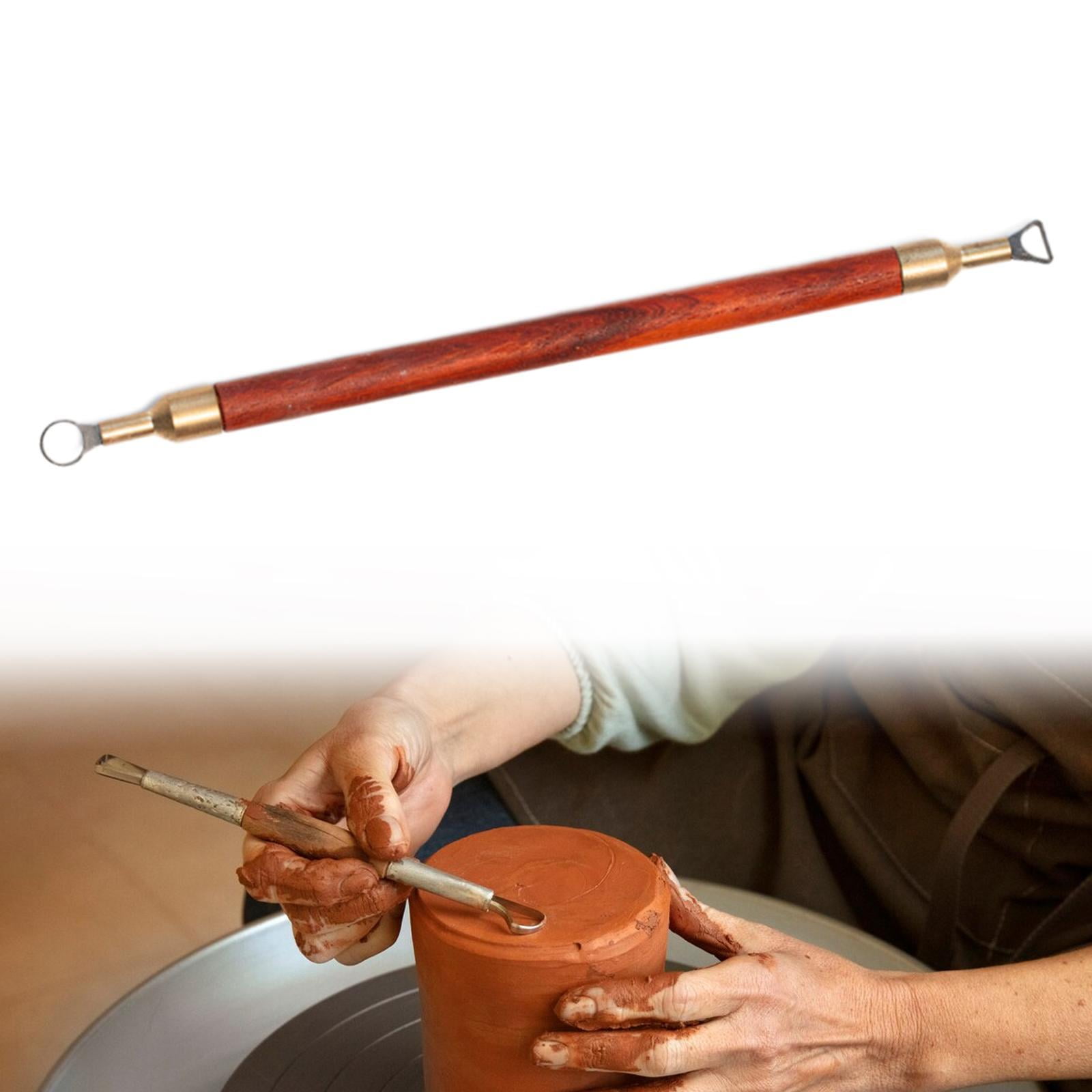 Tachiuwa Pottery Cup Handle Modeling Tool Sculpture Tool,Portable Model Making with Wooden Handle,Clay Cutter DIY Pottery Carving Tool A