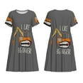thumbnail image 3 of Ratiio I Like Big Digger Print Women's Short Sleeve Dress - Casual A-Line Dress with Side Pockets, Elastic Waist, Comfortable and Breathable Summer Dress, 3 of 4