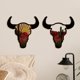 thumbnail image 5 of Decoración de pared con cabeza de toro del oeste con cuernos largos, cabeza de vaca rústica de metal para colgar en la pared, acento del oeste para el hogar, sala de estar, cueva de hombre, 5 of 5