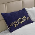 thumbnail image 2 of Floral Knitted Quilt Pillowcover, Romantic Royal Leaf Pattern Yellow Colored Blossoming Branch Leaves, Standard King Size Pillow Cover for Bedroom, 30" x 20", Purple Indigo, by Ambesonne, 2 of 2