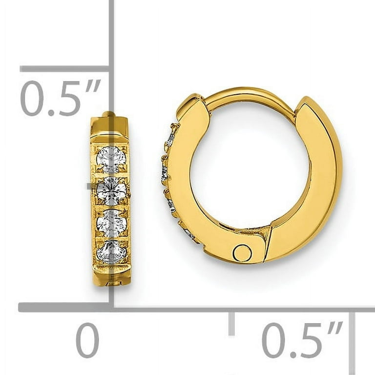 Primal Steel Stainless Steel Yellow IP-plated with Preciosa Crystal Hinged  Hoop Earrings
