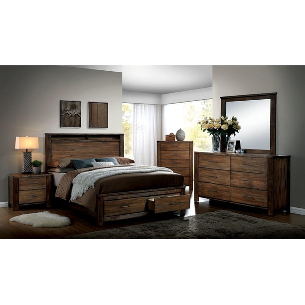 Cottage Oak Solid Wood King Bedroom Set 5pcs FOA CM7072-EK Elkton ...