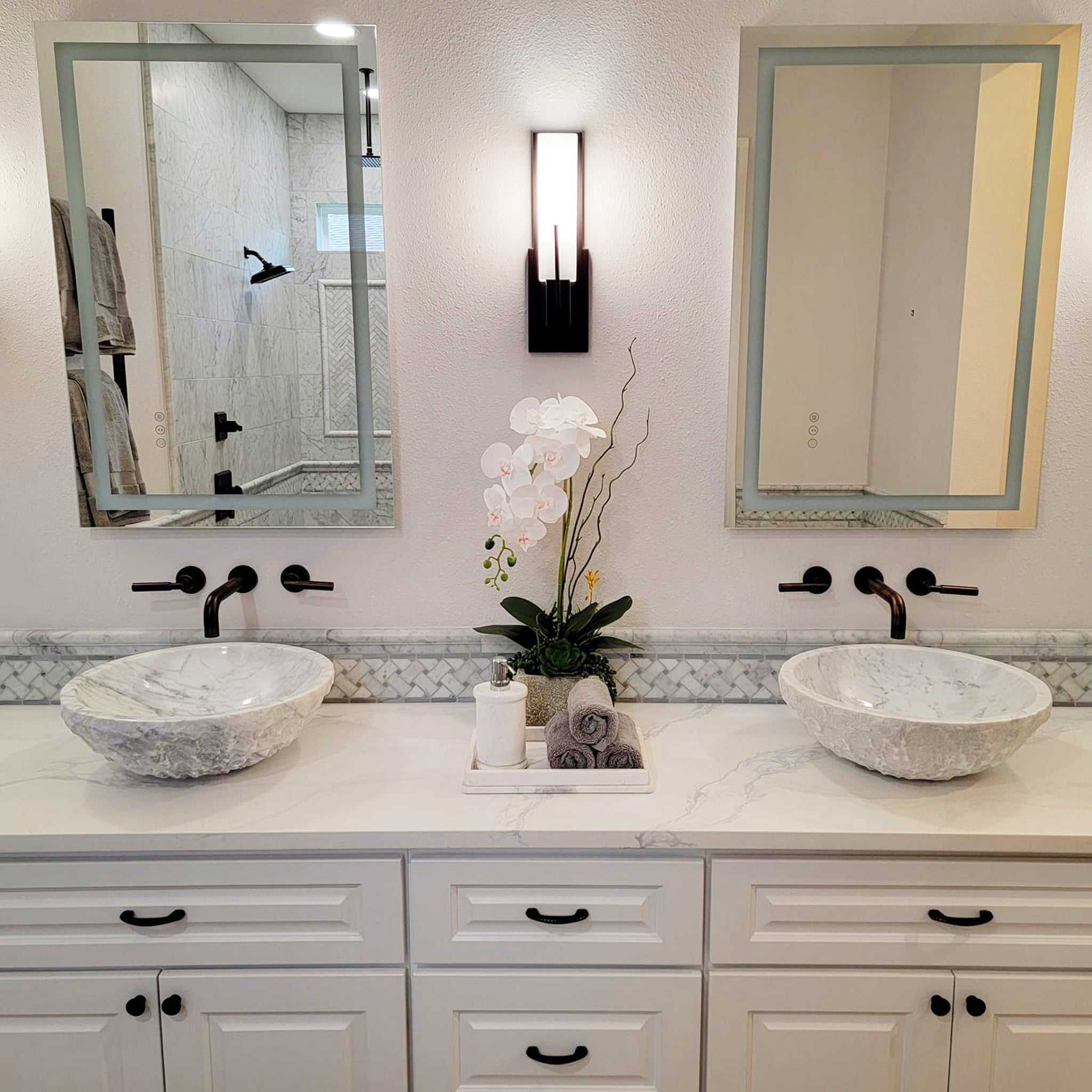 Novatto KENNEDY Two Handle Wall Mount Bathroom Faucet in Oil Rubbed Bronze