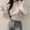 White, variant on Women Puff Long Sleeve Crop Sweatshirt Solid Color Button Side Crewneck Casual Pullover Tops Trendy Y2K Clothes