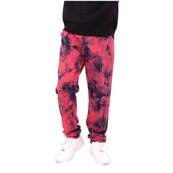 WRKEKC Boys Athletic Pants Tie Dye Elastic Waist Long Pants Outdoor Sports Pants Casual Pants Long Trousers 5-13 Years