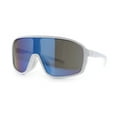 thumbnail image 5 of Mens Oversized Shield Color Mirror Sport Wrap Plastic MTB Rectangle Sunglasses White - Blue Mirror, 5 of 7