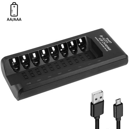 OWNTECH AA AAA Rechargeable Battery Charger for Ni-MH Ni-CD Batteries 8 Independent Slots