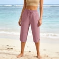 thumbnail image 5 of cocolona Womens Summer Swim Beach Capri Pants Elastic Waist Drawstring Split Swimsuit Pants with Zipper Pocket, 5 of 5