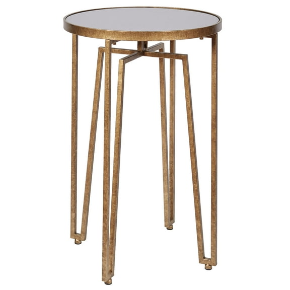 Contemporary Nour Dark Gold Round Metal Accent Table 28 Inches High