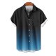 thumbnail image 4 of Blusa y camisa de manga corta con cuello vuelto para hombre, blusa informal de moda con cuello vuelto, estampado degradado, camisa de manga corta con botones, blusa de poliéster para hombre, 4 of 6