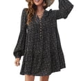 thumbnail image 1 of Vestido de mujer Irfora Vestido floral de mujer de manga larga con cuello en V Mini vestido suelto de vacaciones Irfora Vestido de mujer, 1 of 7