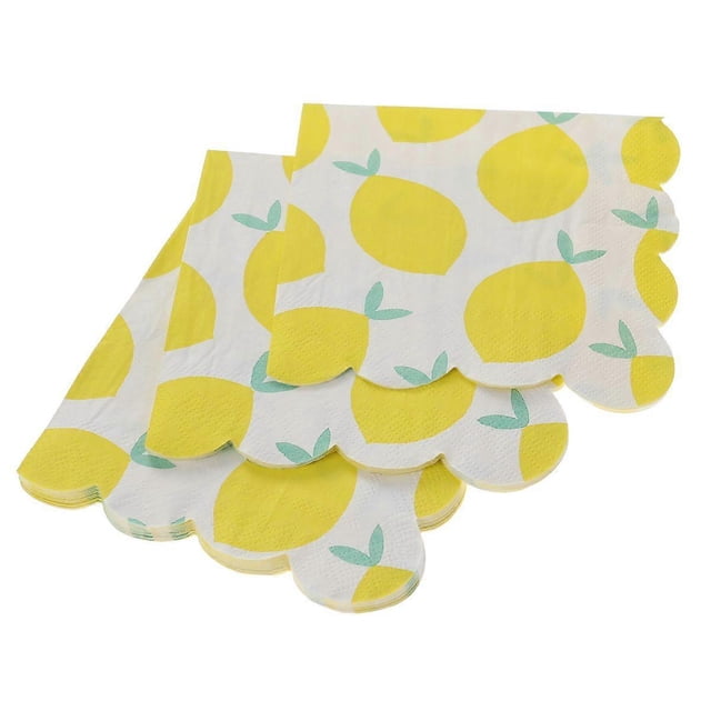 16pcs Yellow Lemon Gilding Tableware Napkins Disposable Paper Napkins Dinner Supplies for Party Carnival Festival(25*25cm)