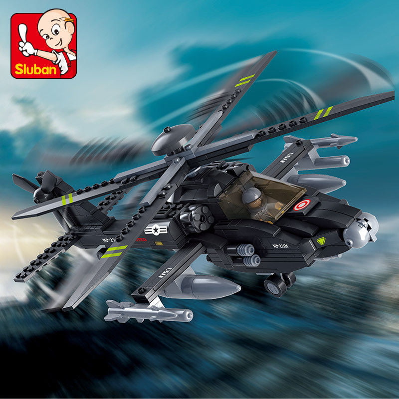 Sluban B0511 Army Apache Helicopter Figure Building Block Toy Bricks Toys for sale online 