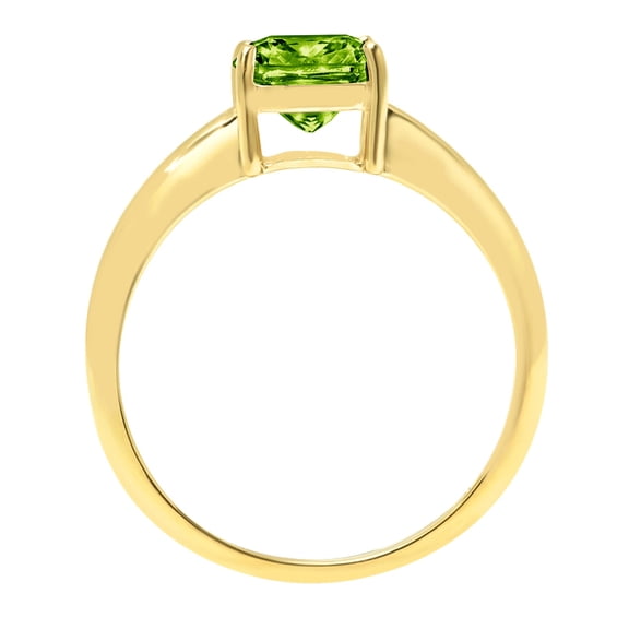 2.5 ct Cushion Cut Natural Peridot Solitaire Engagement Ring for Women in 18K Yellow Gold