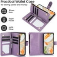 thumbnail image 5 of Butterfly Flower Embossed Wallet Case for Google Pixel 9 Pro XL, PU Leather Case Magnetic Closure Handbag Zipper Pocket Case Kickstand Card Slots with Hand Strap Flip Case for Women Girls, Purple, 5 of 7