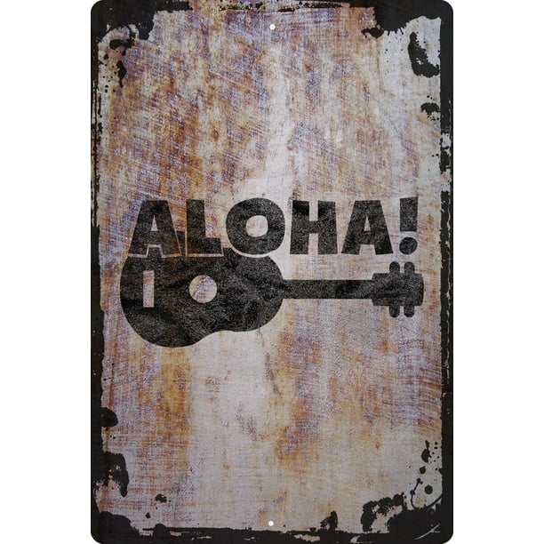 Wall Sign Aloha Ukulele Instrument Music Hawaiian Hawaii Hi Hello Greetings Decorative Art Wall Decor Funny Gift Walmart Com Walmart Com
