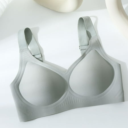 Up to 60% off Wireless Bra  Women Fashion Solid Underwear Soft Support Comfortable Breathable Fixed Cup Bra(Gray M)