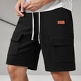 thumbnail image 2 of MIXUE Mens Shorts Summer Cargo Solid Color Elastic Waist Drawstring Fashion Loose Sports Outwear,Black,XXL, 2 of 8