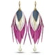thumbnail image 1 of VANGANIA Aretes largos mujer de plumas rosa metálico con baño de oro, 1 of 5