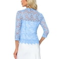 thumbnail image 3 of Floral Lace Shrugs for Women's Evening 3/4 Sleeves Formal Elegant Bolero Cardigan XS Light Blue, 3 of 5