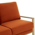 thumbnail image 5 of LeisureMod Loveseat Upholstered in Velvet with Gold Stainless Steel Sled Base and Removable Cushions for Modern Home, Living Room, Offices Jefferson Collection in Orange, 5 of 8