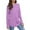 Purple, variant on Women's Casual Long Sleeve Tops Crew Neck Round Hem Loose T Shirts Tunic Tops With Thumb Holes Solid Color T shirt