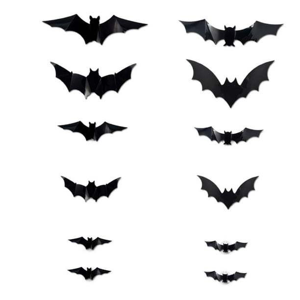 Pegatinas de Pared de Murciélagos LED 3D, Decoración de Pared de Murciélagos de Halloween, Adornos para Ventanas Brillantes, Pegatinas de Murciélagos 12 piezas